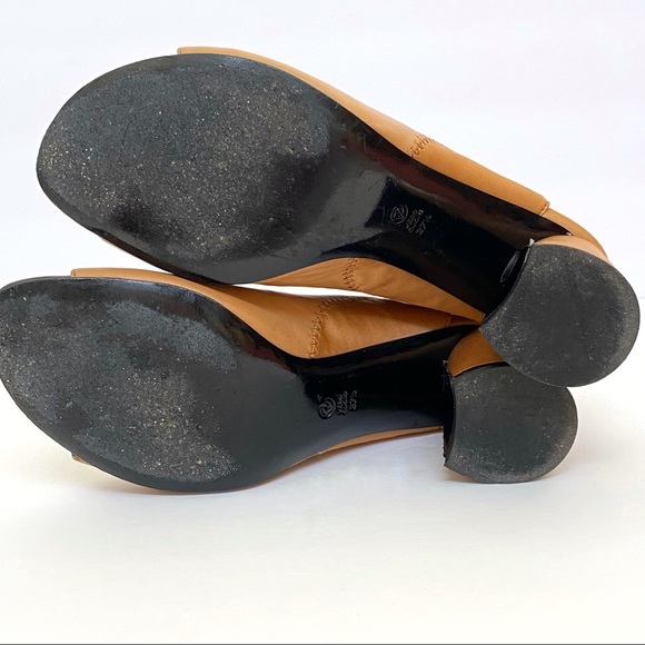 3.1 Phillip Lim Drum brown tan black leather silk lace up slingback chunky heels - Picture 7 of 12